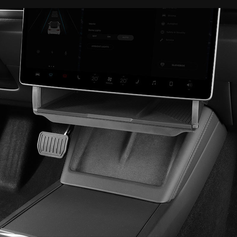 Skjult oppbevaring under skjerm for Model 3 2024+/Model Y 2025+