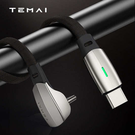 Temai USB-C til USB-C vinklet ladekabel