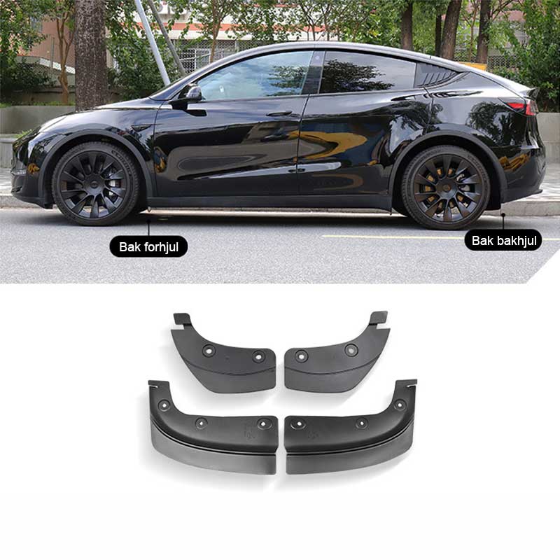 Skvettlapper bak forhjul og bakhjul 4 stk for Model Y 2021-2024