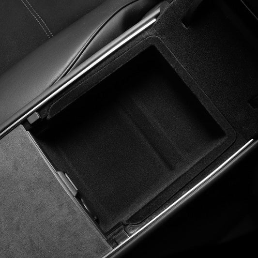 Oppbevaringsboks under armlenet flokket for Model 3 2021-2023/Model Y 2021-2024