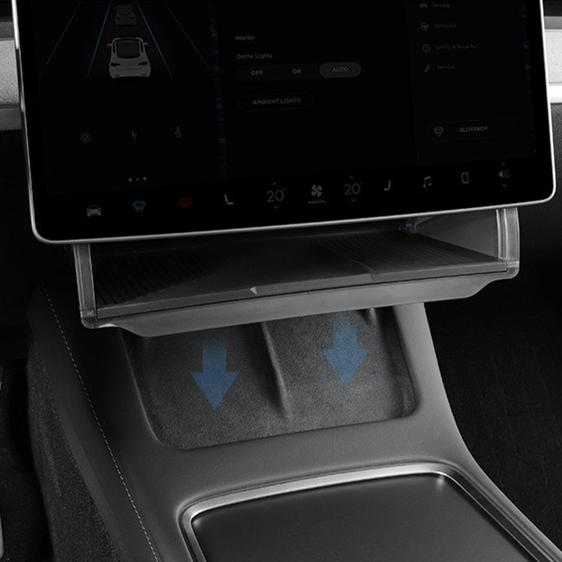 Skjult oppbevaring under skjerm for Model 3 2020-2023/Model Y 2021-2024